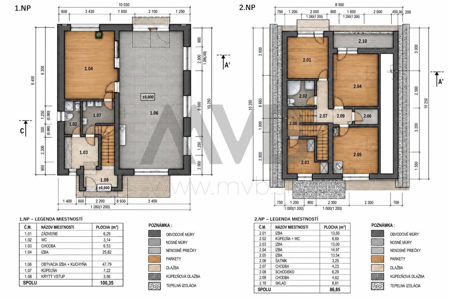 Pôdorys — 4-IZBOVÝ POSCHODOVÝ RODINNÝ DOM S GARÁŽOU A PIVNICOU | CHOTÍN | OKRES KOMÁRNO